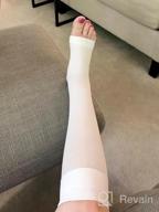 img 1 attached to Medical Grade NuVein Surgical Stockings With 18 MmHg Embolic Recovery Support, Unisex Knee High Fit, Open Toe, White, Medium Size review by Sylvia Young