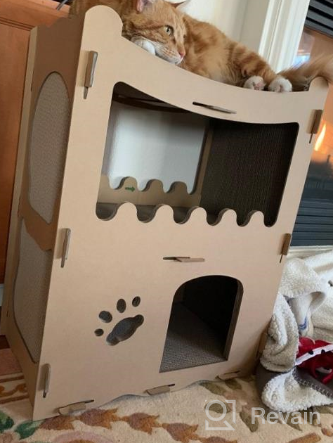 img 1 attached to Large Cat House For Cats & Kitties - Petique Feline Penthouse Three Level Cardboard Kitty House review by Jose Baldwin