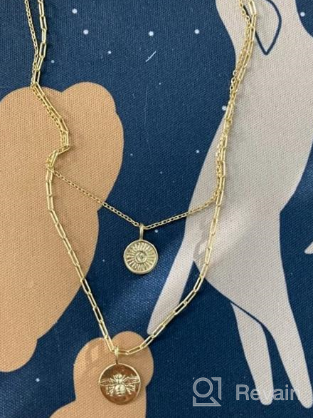 img 1 attached to AGVANA Gold Plated Disc Bee Compass Star Moon Necklace - Dainty Jewelry Gift for Women & Girls review by David Barit