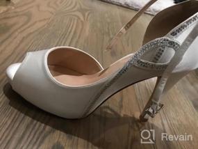 img 8 attached to Женские туфли на свадьбу с открытыми пальцами, платформой, стразами и боковыми отверстиями из атласа