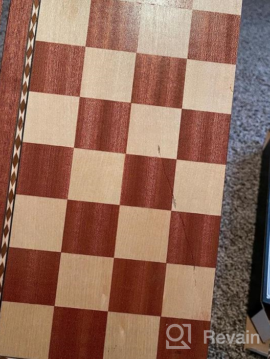 img 1 attached to Magnetic 15" Wooden Chess Set For Kids & Adults | Handcraft Travel Board W/ Piece Storage review by Dino Wilson