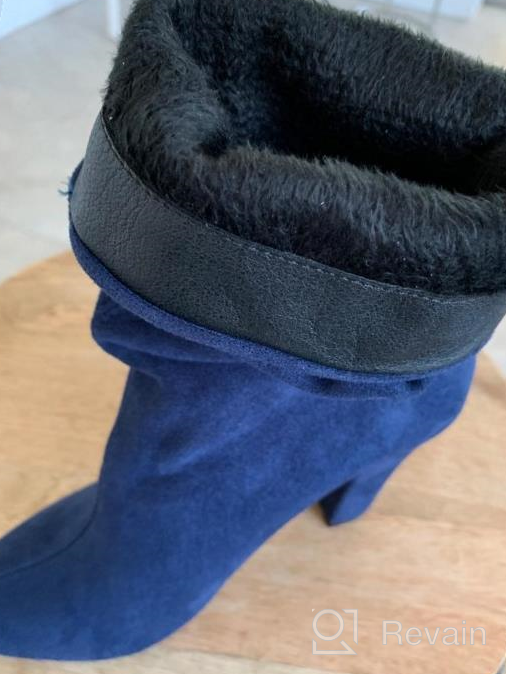 img 1 attached to Stylish Women'S Winter Slouchy High Heel Boots: Slip-On Suede With Chunky Block Heels And Pointed Toes review by Deanna Martinez