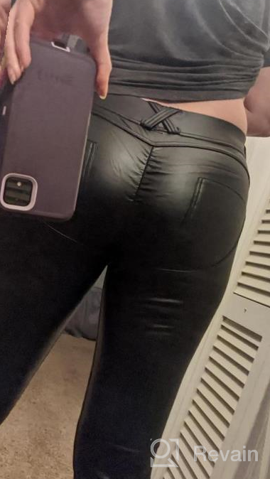 img 1 attached to SEASUM Women'S Faux Leather High Waisted Leggings With Butt Lifting Stretch - Sexy Black Pleather Pants Outfit For Stylish Tights And PU Leggings Wear review by Brian Chatum