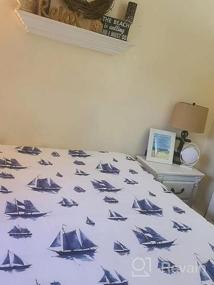img 5 attached to Nautical Dreams Come True With DriftAway'S Harbor Sailboat Ocean Printed Bed Sheet Set - Navy Twin Set