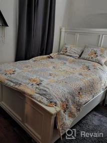 img 5 attached to Lightweight 100% Cotton Quilt Set - Queen Size, 3 Pcs Reversible Patchwork Coverlet For All Seasons.
