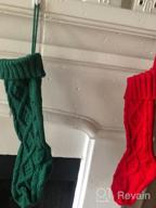 img 1 attached to Set Of 3 Large Cable Knit Christmas Stockings With Name Tags - Classic Burgundy Red, Ivory White, And Green Chunky Hand Stockings - 18 Inches review by Non Dollarz