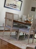 img 1 attached to Beige Fabric French Distressed Tufted Dining Room Chairs With Rectangle Rattan Back, Set Of 2 - Kmax Farmhouse Bedroom Kitchen review by Tim Hollins