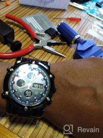 img 5 attached to Часы Tonnier из нержавеющей стали с ремешком для спорта на открытом воздухе Аналоговые цифровые светодиодные мужские часы с двойным дисплеем времени