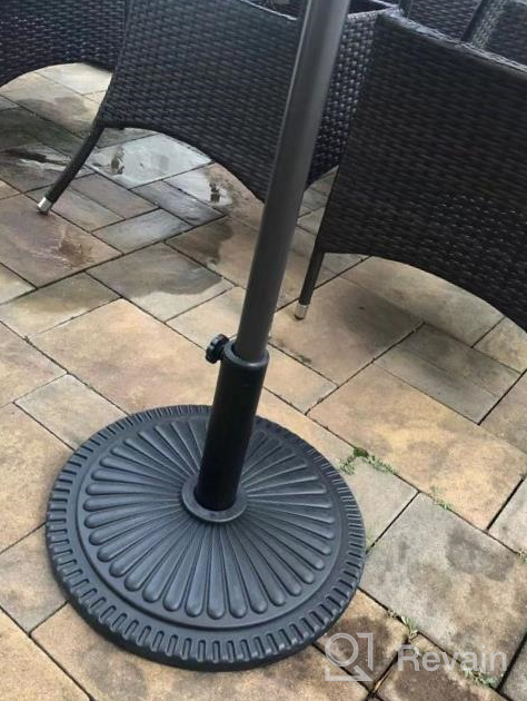 img 1 attached to Heavy Duty 23-Lbs Pre-Filled Round Patio Umbrella Base With Sun-Flower Pattern For Outdoor, Swimming Pool, And Market Umbrellas - Black review by Richard Kuntz