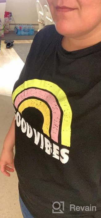 img 1 attached to 🌈 YEXIPO Women's Good Vibes Rainbow Graphic Tee: Short Sleeve Summer Top with Cute, Funny Print review by Robert Hines