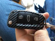img 1 attached to Carbon Gloss Fiber Smart Remote Keyless Entry Paint Color Shell Key Case Cover For Audi A3 A4 A6 A8 TT Q7 S6 Folding Blade Key review by Anthoni Hayes