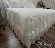 img 1 attached to Queen Size ECHO Bedding Collections 3 Piece Ruffle Skirt Bedspread Set - Ivory Color 30" Drop Ruffled Style review by Sandy Bartlett