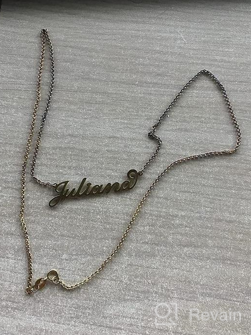 img 1 attached to Personalized 925 Sterling Silver Name Necklace with Gold Plating for Mothers, Women, and Girls by Infinite Memories review by Crystal Phillips