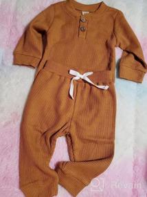 img 7 attached to Newborn Unisex Baby Boy Girl Clothes Winter 2 Piece Outfit Solid Knit Cotton Long Sleeve Romper & Pants