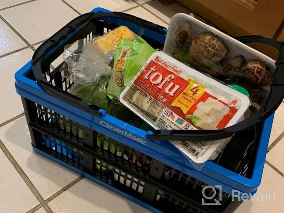 img 1 attached to CleverMade 16L Collapsible Plastic Shopping Baskets - 3 Pack, Charcoal - Foldable & Reusable With Handles For Easy Storage review by Don Acevedo