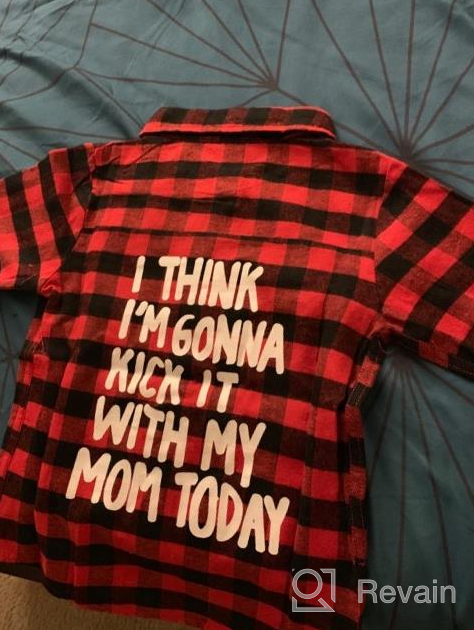 img 1 attached to Adorable Kids Baby Letters Print Long Sleeve Button Down Red Plaid Flannel Shirt - Perfect for Little Boys and Girls! review by Joseph Campbell