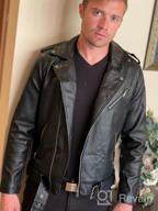 img 1 attached to Fahsyee Men'S Faux Leather Jacket: Stylish Slim-Fit Bomber With Asymmetric Zip-Up And Belted Design review by Tiger Carpani