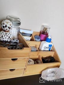 img 8 attached to Bamboo Makeup Organizer With Drawers, Cosmetic Tray Brush Holder For Vanity Countertop Or Dresser Top Storage