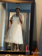 img 1 attached to Stunning Abaowedding Women'S V-Neck Tea-Length Wedding Dress With Long Sleeves review by Amber Dixon