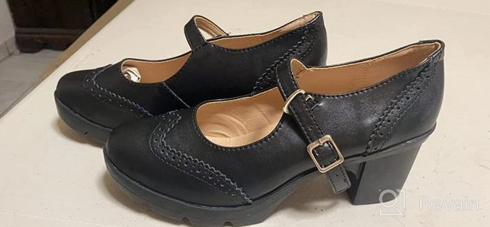 img 1 attached to DADAWEN Women'S Leather Mary Jane Oxford Shoes With Platform Mid Heel review by Robert Cooper