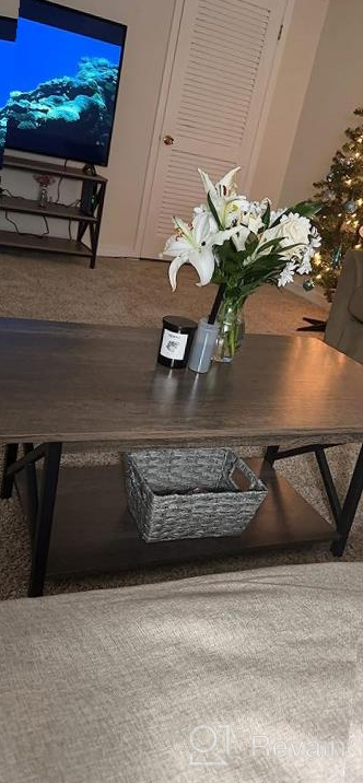 img 1 attached to GreenForest Large Coffee Table With Storage Shelf - Easy Assembly, Ideal For Living Room Décor, 43.3 X 23.6 Inches, Black Finish review by Shawn Hill