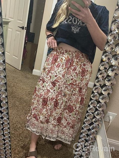 img 1 attached to Boho Floral Maxi Skirt With Pockets - Elastic High Waist And A-Line Cut - Perfect For Women Who Love Simple And Fun Fashion review by Chris Thrower