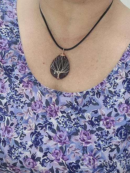 img 1 attached to POTESSA Copper Wire Wrapped Amethyst Opal Teardrop Heart Pendant 🌳 Necklace - Tree of Life Gemstone Healing Chakra Necklace Choker, 18 inches review by David Miller