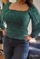 img 1 attached to Stylish EVALESS Blouses: Floral Off Shoulder Square Neck Tops For Women review by Brian West