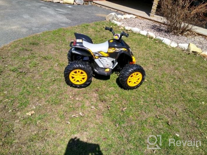 img 1 attached to Rollplay Powersport ATV 12V Electric 4 Wheeler Featuring Oversized Wheels With Rubber Tire Strips For Added Traction, Working Headlights, And A Top Speed Of 3 MPH, Black/Yellow review by Carlos Nolan