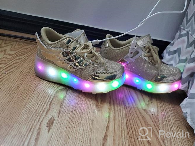 img 1 attached to Ufatansy USB Rechargeable Roller Skate Shoes LED Fashion Sneakers - Comfortable Kids Skateboarding Shoes with Wheels - Mesh Surface Thanksgiving & Christmas Day Best Gift review by Justin Heynoski