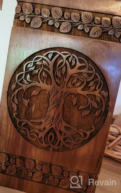 img 1 attached to INTAJ Handmade Rosewood Urn For Human Ashes - Adult Tree Of Life Wooden Urns Hand-Crafted - Celtic Funeral Cremation Urn For Dogs Engraved (Rosewood, Small - 8Hx4.75W (115 Cu/In)) review by Darius Glatzel