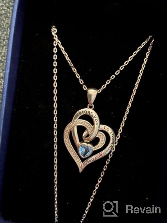 img 1 attached to 925 Sterling Silver Distance Heart Necklace: Birthstone Heart Jewelry for Women - I Love You to The Moon and Back Necklace. Perfect Gift for Mother, Girlfriend, Wife. Includes Jewelry Gift Box. review by Missy Dawson