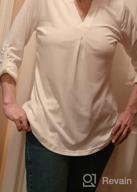 img 1 attached to Business Casual Tunic Tops: LOMON Womens V Neck Blouse With Roll Up 3/4 Sleeves And Pleated Front, Loose Fit For Work review by Cody Mckechnie