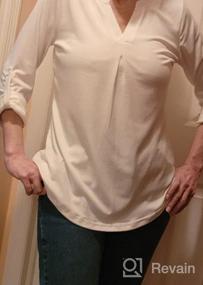 img 8 attached to Деловые повседневные туники: женская блузка LOMON с v-образным вырезом, закатанными рукавами 3/4 и складками спереди, свободная посадка для работы