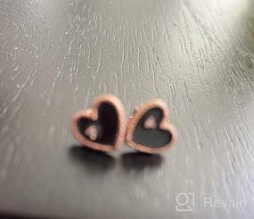 img 5 attached to 💖 Qings Rose Gold Black Heart Stud Earrings: Stunning 925 Sterling Silver Jewelry with Exquisite Sparkling Star Cubic Zirconia - Perfect Birthday Gift for Women and Girls