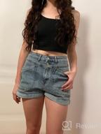img 1 attached to Distressed Denim Shorts For Women: High Waisted, Ripped Hem, And Frayed Details By HAPCOPE review by Melanie Phillips