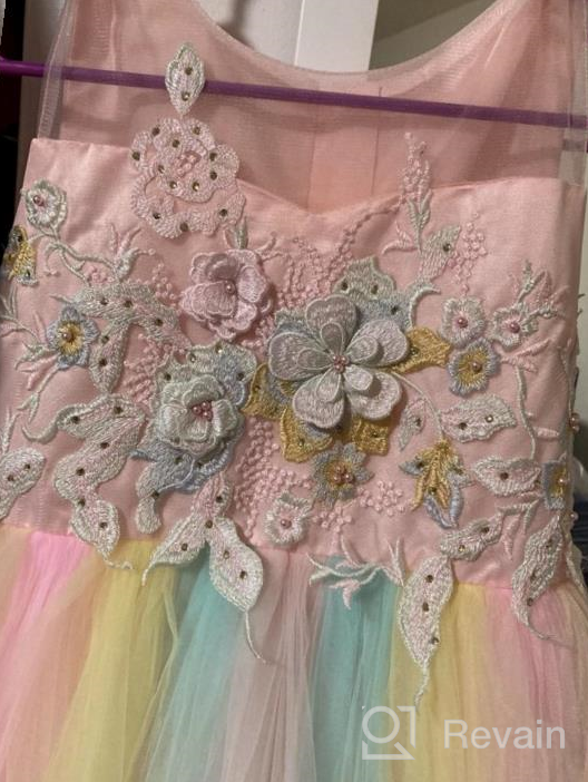 img 1 attached to 🌈 Meiqiduo 2-14T Rainbow Flower Girls Dress with Tulle, 3D Embroidery, Ideal for Princess Party, Birthday, and Formal Occasions review by Michael Jackson