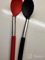 img 1 attached to Set Of 2 Heat-Resistant Silicone Cooking Spoons For Mixing And Serving Food, Non-Stick Solid Basting Utensils In Black And Red For Kitchen Use review by Vijin Wisniewski