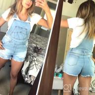 img 1 attached to LookbookStore Women'S Ripped Denim Bib Overall Shorts Raw Hem Shortall Jeans review by Sandra Reyes