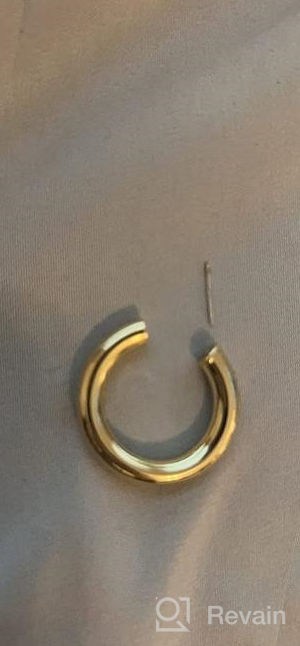 img 1 attached to Chic Chunky Open Hoops: 14K Gold Plated Earrings for Women & Girls with Sterling Silver Posts review by Brandon Baird