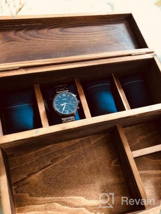 img 1 attached to Organize Your Accessories With MyGift Rustic Burnt Wood Watch Display Case And Valet Storage Jewelry Box Organizer For Men & Women review by Brittany Wallace