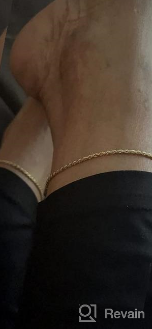 img 1 attached to Miabella Italian 2mm, 3mm Diamond-Cut Braided Rope Chain Anklet Ankle Bracelet - 18K Gold Over 🌟 Sterling Silver for Women, Teen Girls - Available in 9 or 10 Inch - 925 Made in Italy review by Eric Salem