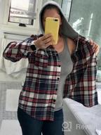 img 1 attached to Women'S Classic Plaid Cotton Hoodie Button-Up Flannel Shirt - BomDeals review by Steven Asthana