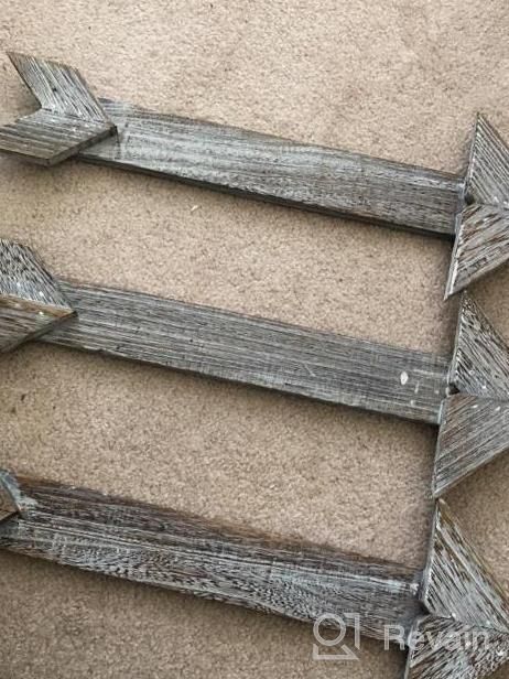img 1 attached to Rustic Arrow Barnwood Wooden Sign Set Of 3 - Torched Brown Decorative Wall Décor - Double Sided Stickers Included - Perfect For Rustic Home Accents. review by Michael Lucas