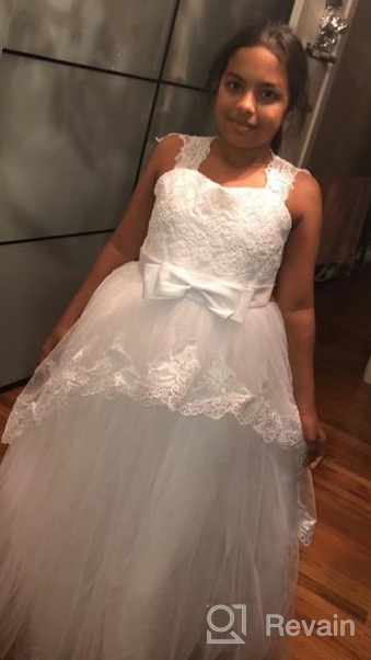 img 1 attached to Elegantly Adorned Tulle Flower Girls' Clothing with Appliques Sleeves review by Tina Price