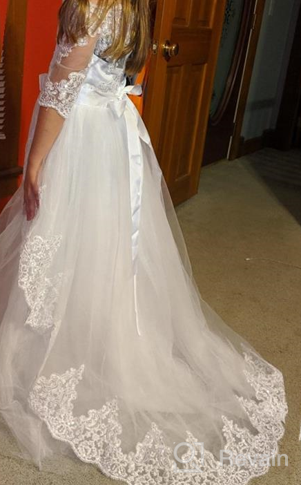 img 1 attached to Elegantly Adorned Tulle Flower Girls' Clothing with Appliques Sleeves review by Krystle Garcia