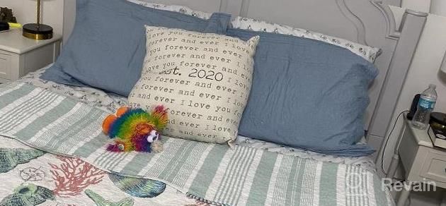 img 1 attached to WINLIFE 100% Cotton Quilted Pillow Sham Floral Printed Pillow Cover (Grey) review by Andrea Dickerson