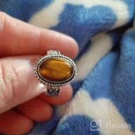 img 1 attached to Gorgeous Handmade Natural Moonstone Tiger Eye Malachite Solitaire Ring - 10x14mm Oval Shape - Genuine Gemstone - 925 Silver Overlay review by Corey Kim