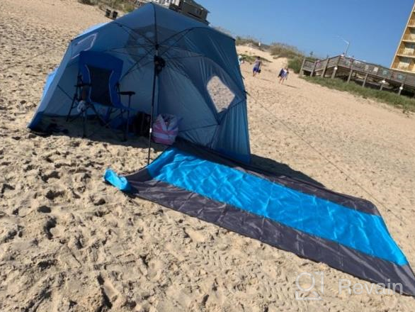 img 1 attached to Beach Blanket, Sand Resist Beach Mat 109X86 Inch,Big & Compact Water Resistant Mat Quick Drying, Lightweight & Durable With 6 Stakes & 4 Corner Beach Accessories For Vacation, Travel, Camping review by Romas Pennington