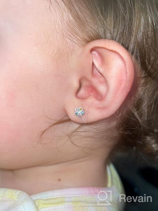 img 1 attached to Cute Colorful Flower Shape CZ Inlaid Stainless Steel Toddler Stud Earrings with Screw on Backs - 8 Pairs for Girls Kids - Tragus Cartilage Piercing Jewelry Set review by David Maxwell